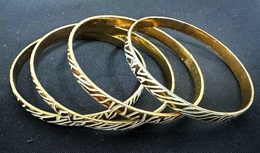 4x Vintage Zebra Print 2000s Bangle Bracelet Band Set