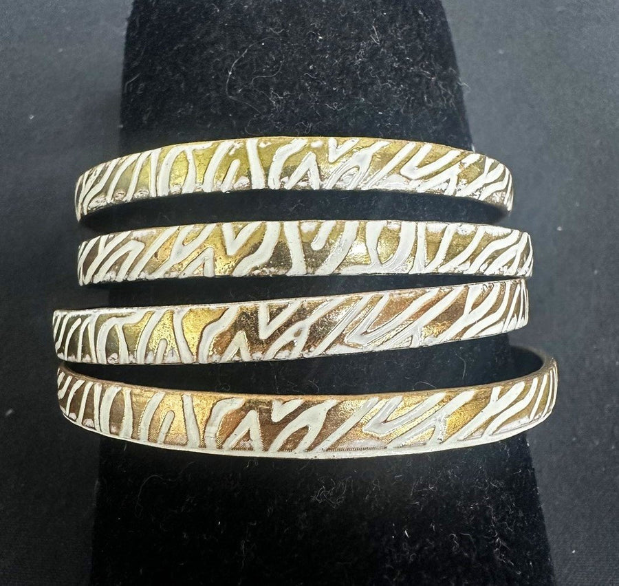 4x Vintage Zebra Print 2000s Bangle Bracelet Band Set