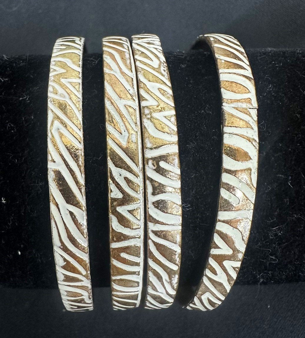 4x Vintage Zebra Print 2000s Bangle Bracelet Band Set