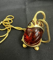 Vintage Baltic Amber Egg Shaped Pendant With Gold Plated Loop/Base
