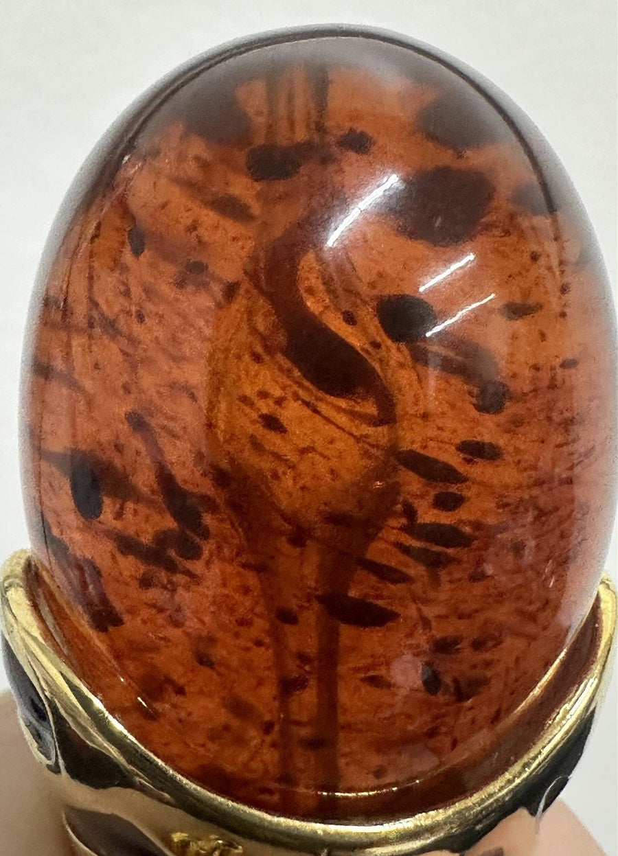 Vintage Baltic Amber Egg Shaped Pendant With Gold Plated Loop/Base