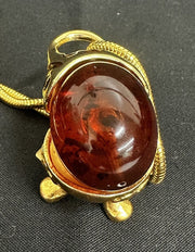 Vintage Baltic Amber Egg Shaped Pendant With Gold Plated Loop/Base
