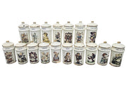 Hummel White Ivory Gold Trimmed Ceramic 1987 17 Count Jar & Lid Set Spice Jars