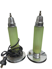 Rare Antique Art Deco Vaseline Glass Torpedo Skyscraper Lamp | READ DISCRIPTION