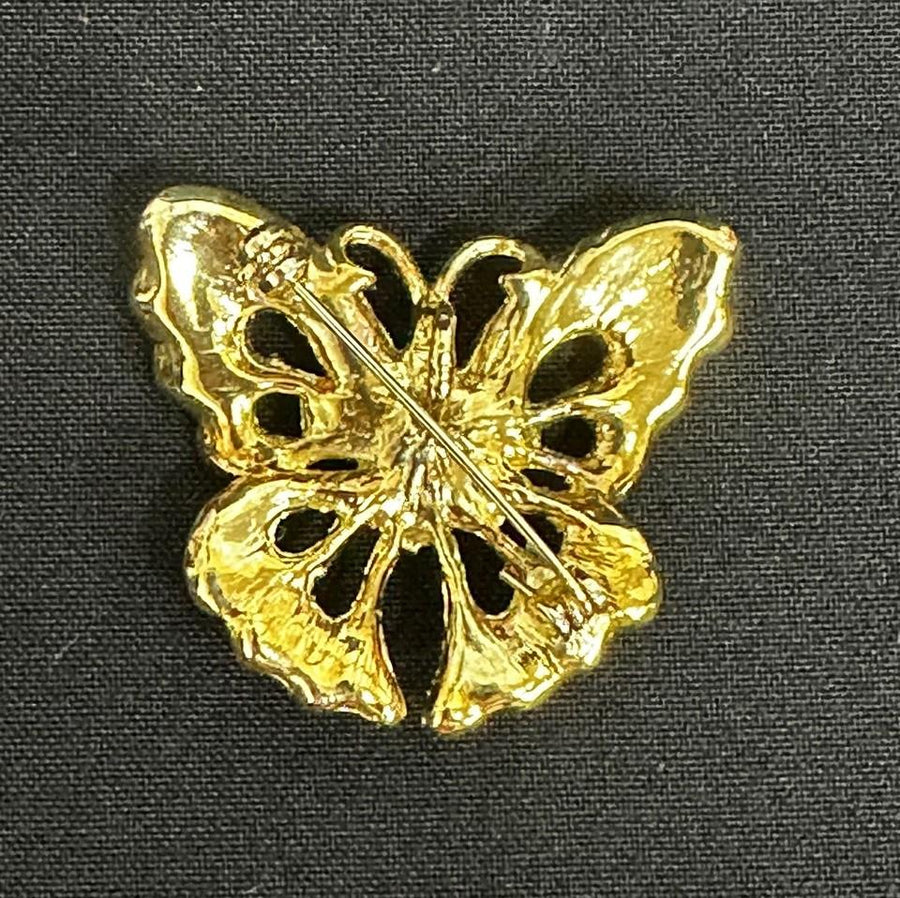 Crystal Adorned Gold-toned Butterfly Brooch Pendant
