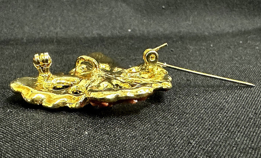 Crystal Adorned Gold-toned Butterfly Brooch Pendant