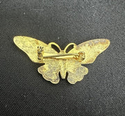 Enamel Yellow and Brown Metal Butterfly Brooch