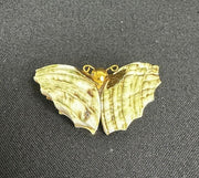 Handmade Gold-toned Butterfly Green Marbled Seashell Brooch