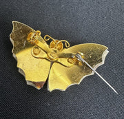Handmade Gold-toned Butterfly Green Marbled Seashell Brooch