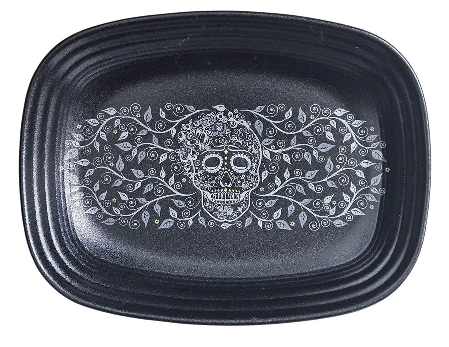 Fiesta - Foundry Black Skull And Vine Rectangular Platter HLC Dish Kitchenware