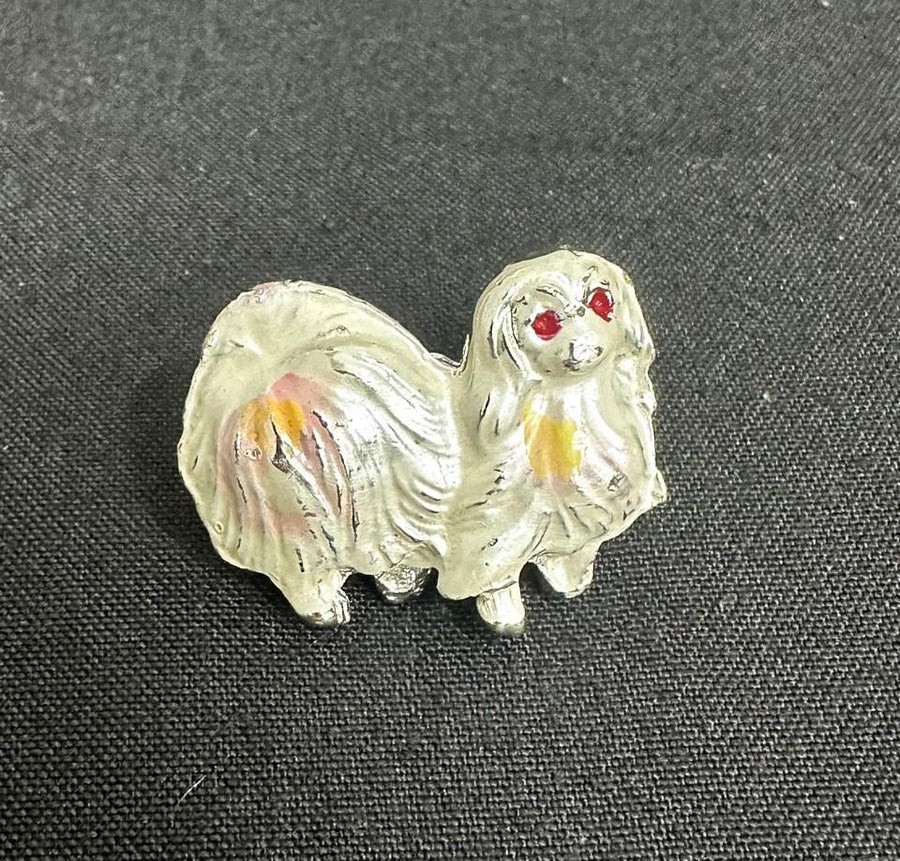 White Maltese Vintage Dog Brooch