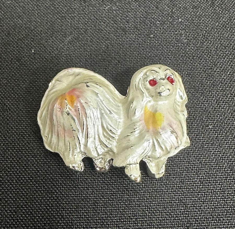 White Maltese Vintage Dog Brooch