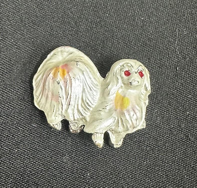 White Maltese Vintage Dog Brooch