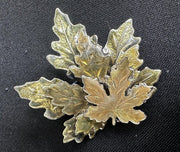 Stacked Vintage Enamel Maple Leaf Trio Brooch