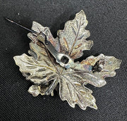 Stacked Vintage Enamel Maple Leaf Trio Brooch