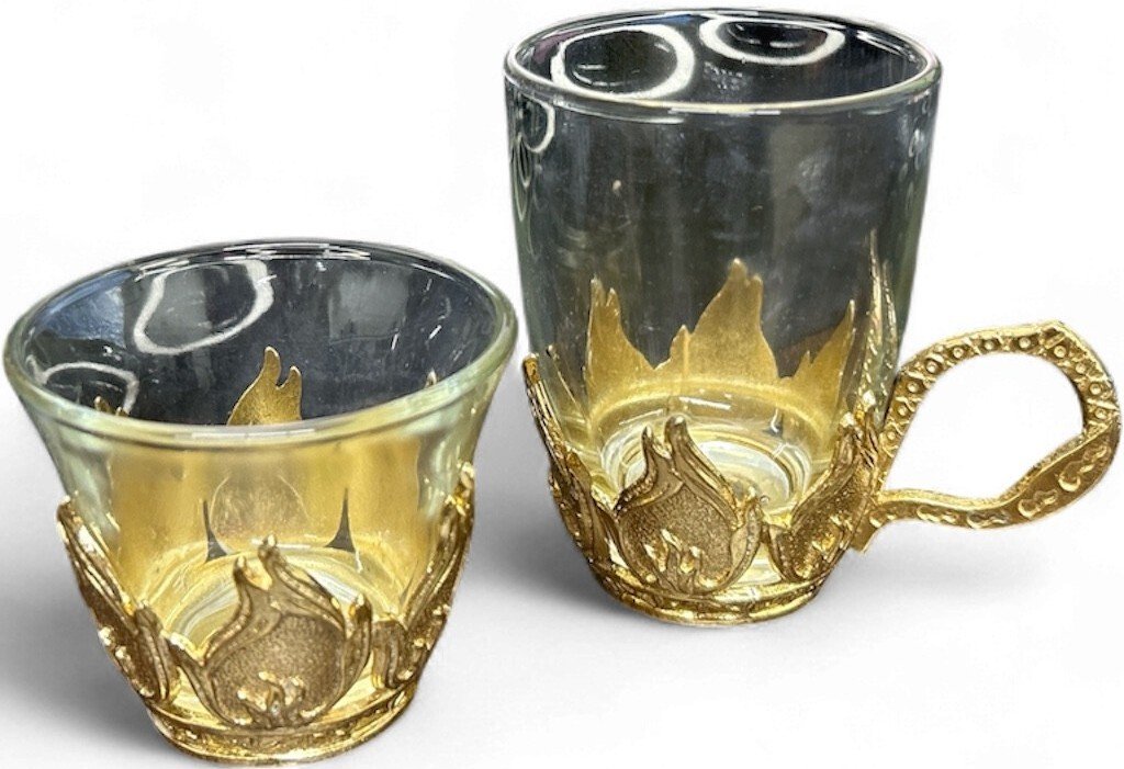 Cawa Turkish Arabian elegant glass tea cups set of 9