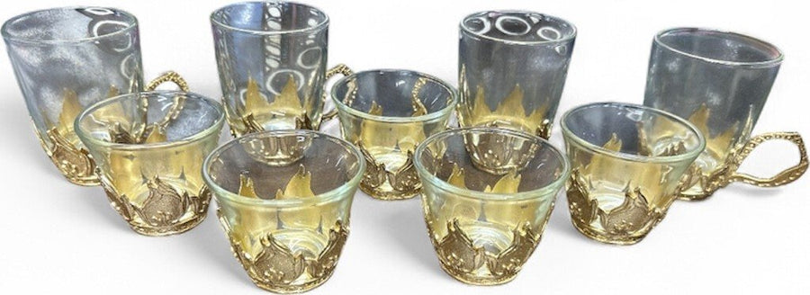 Cawa Turkish Arabian elegant glass tea cups set of 9