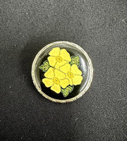 Circular Vintage Enamel Floral Brooch Pin