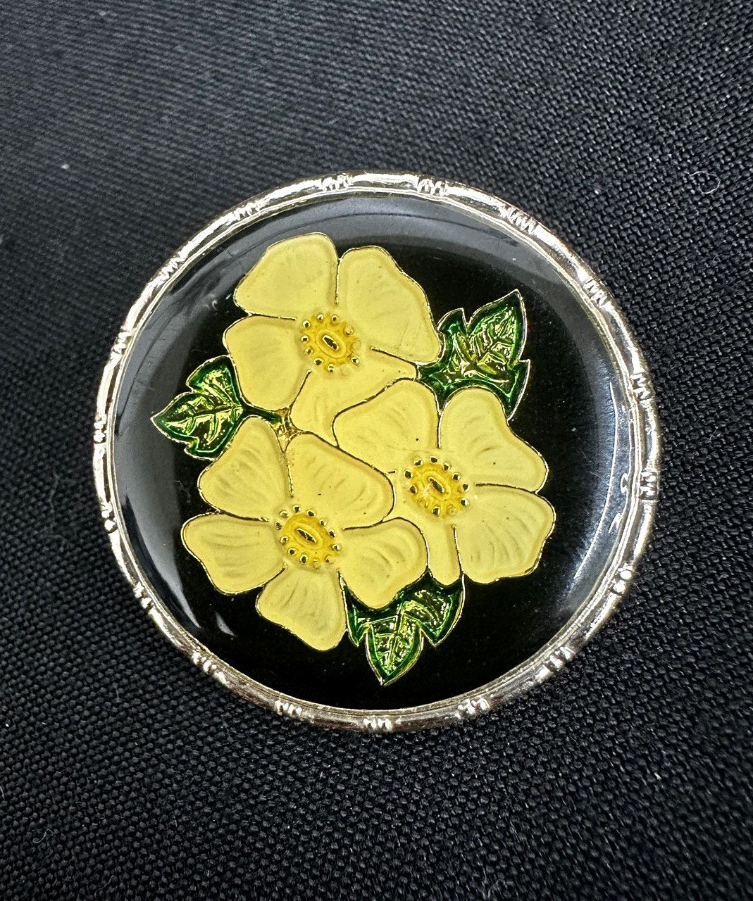 Circular Vintage Enamel Floral Brooch Pin
