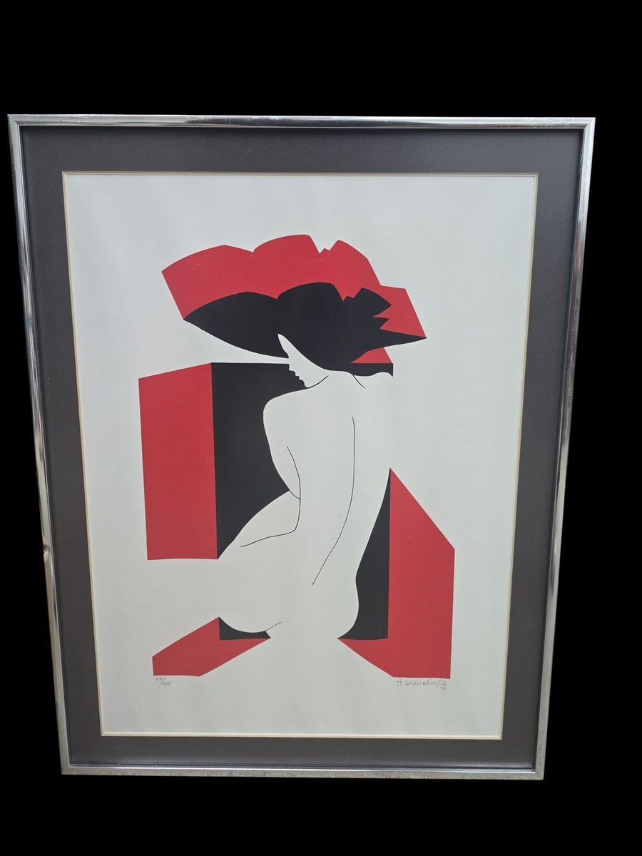 Amleto Dalla Costa 1980s Hamlet from the coast Original Serigraph Framed