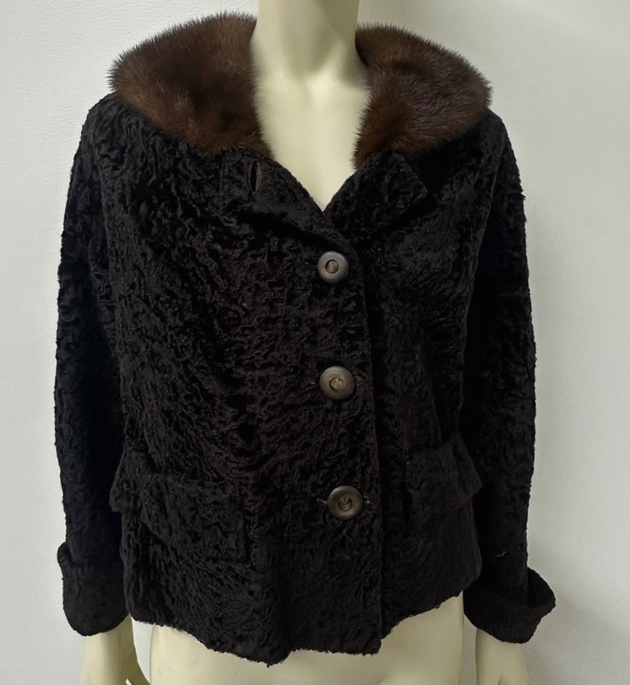1950's Vintage McKelvey's Tailor Made Genuine Persian Lamb and Mink Pelt Coat