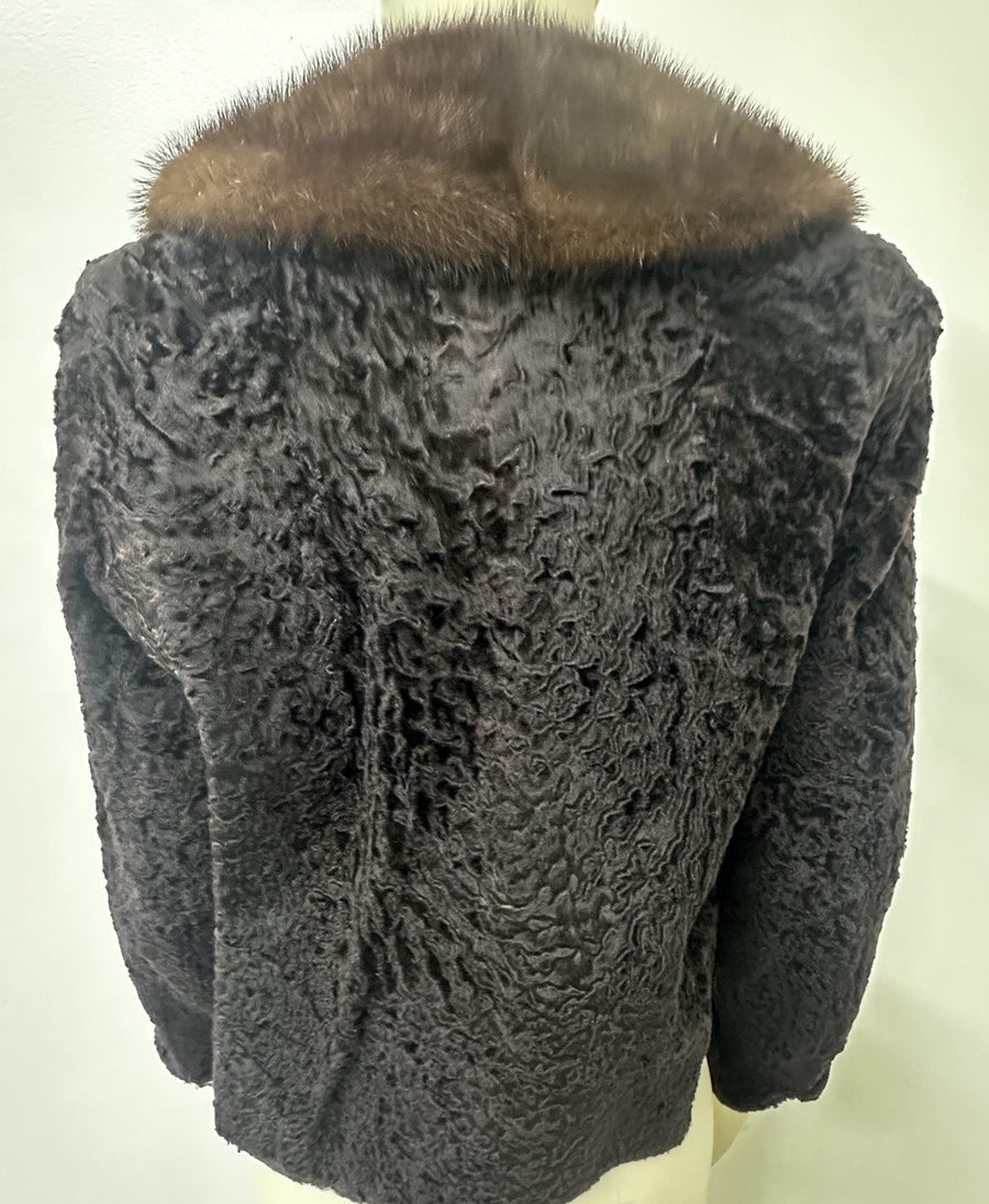 1950's Vintage McKelvey's Tailor Made Genuine Persian Lamb and Mink Pelt Coat