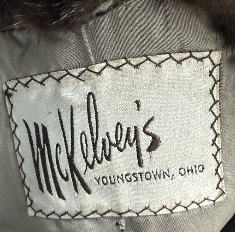 1950's Vintage McKelvey's Tailor Made Genuine Persian Lamb and Mink Pelt Coat