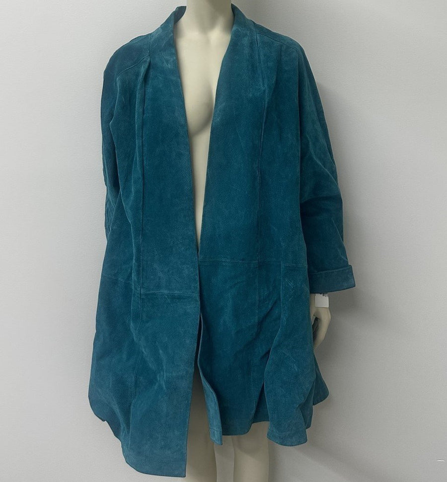 Stephanie Andrews Genuine Vintage Teal Leather Coat