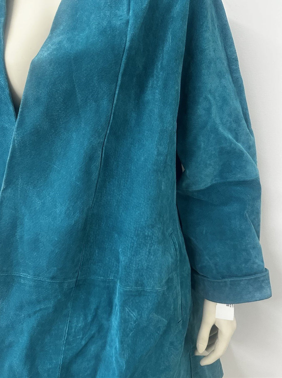 Stephanie Andrews Genuine Vintage Teal Leather Coat