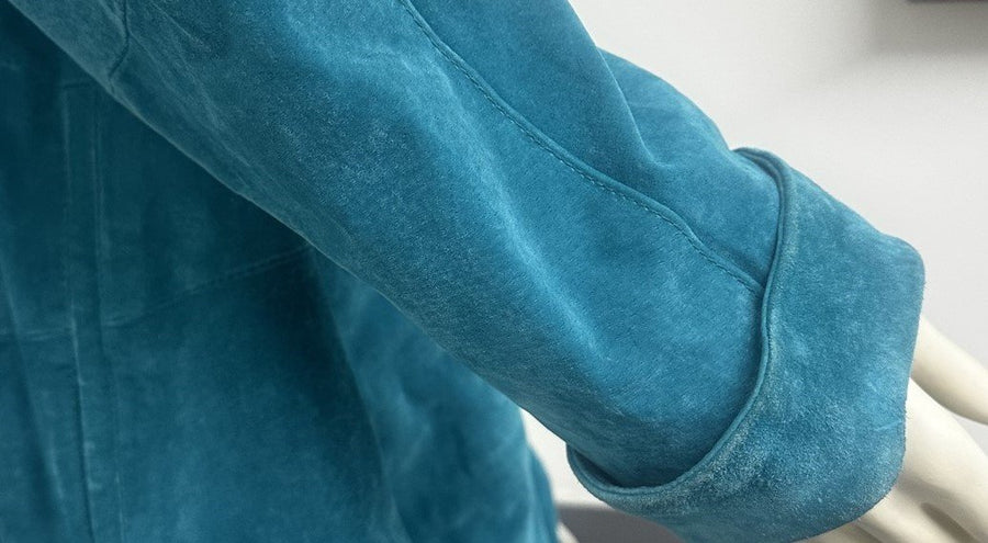 Stephanie Andrews Genuine Vintage Teal Leather Coat