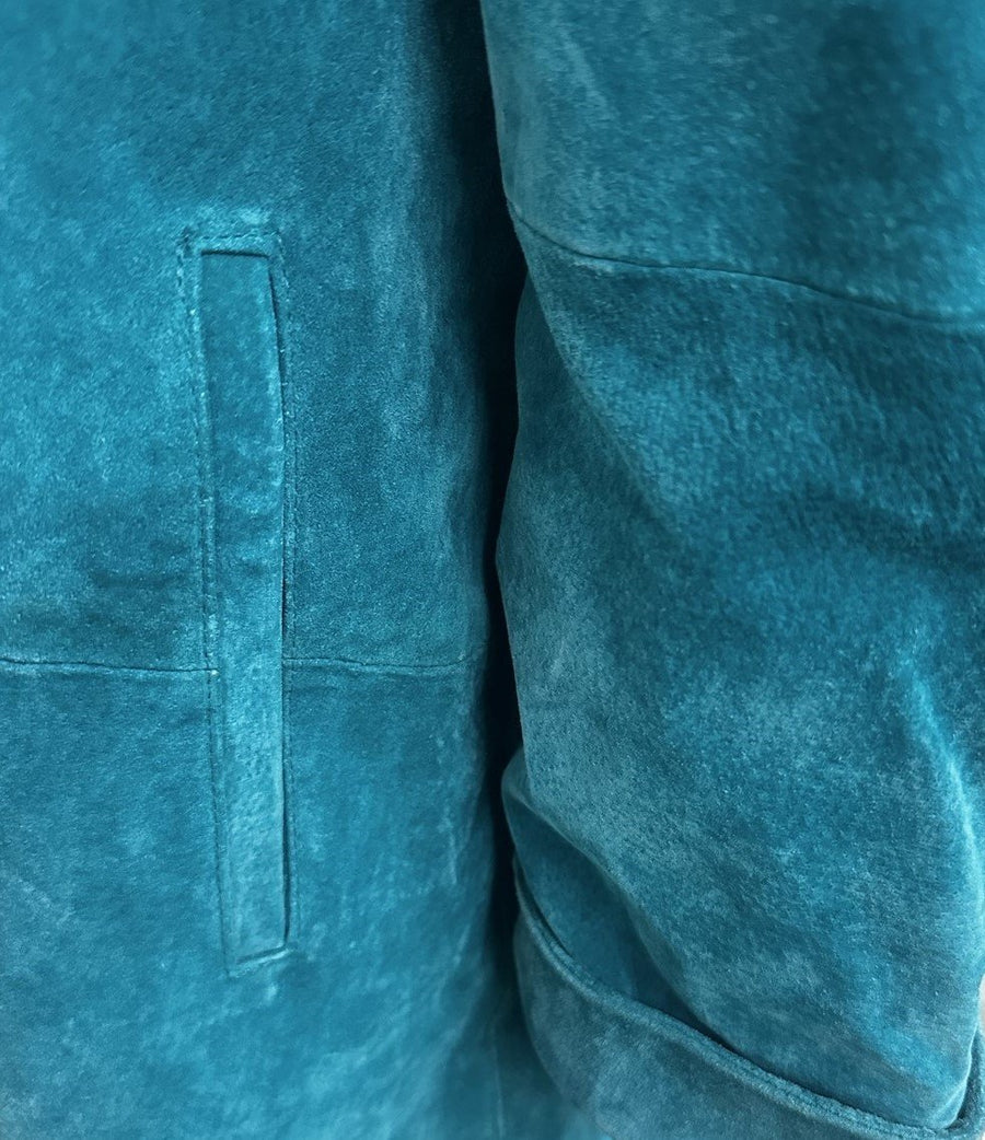 Stephanie Andrews Genuine Vintage Teal Leather Coat