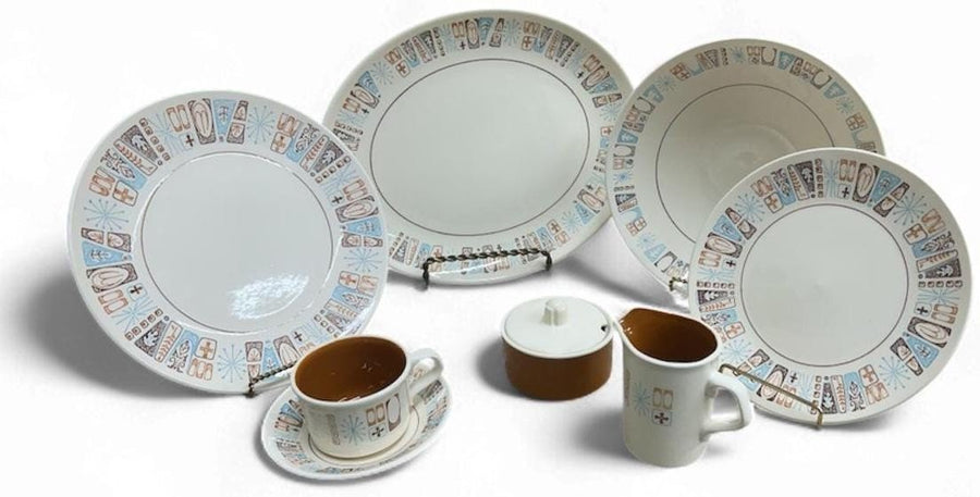 Taylorstone "Monderne" Vintage Atomic Starburst 38 Piece Ironstone Dish Set