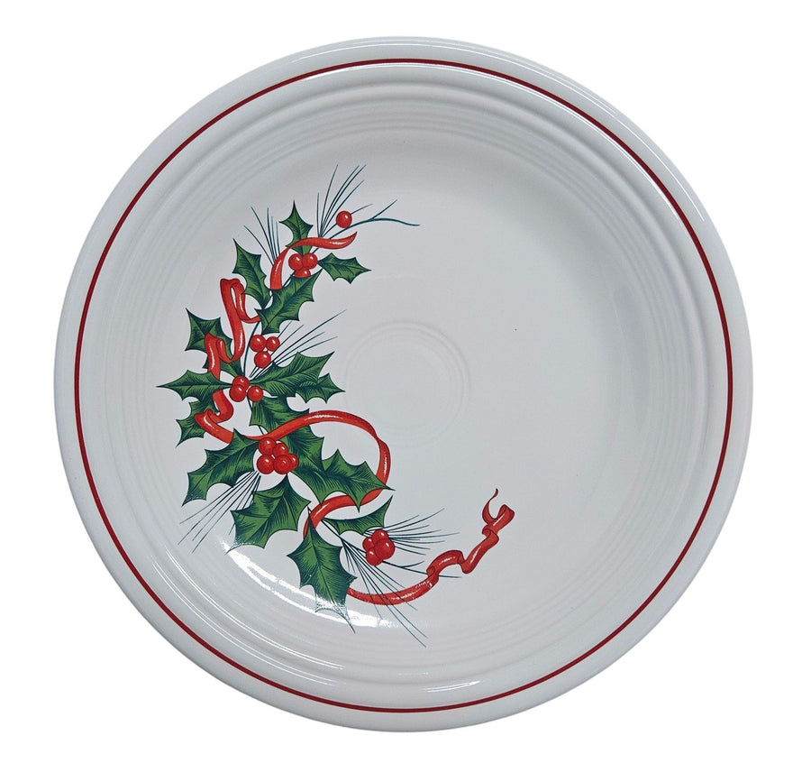 Fiesta - White Holly And Ribbon Dinner Plate Homer Laughlin Dish HLC