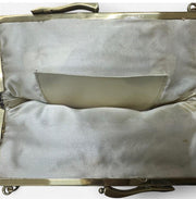 1950s Embroidered Floral Black Vintage Tapestry Satin Lined Clutch Purse