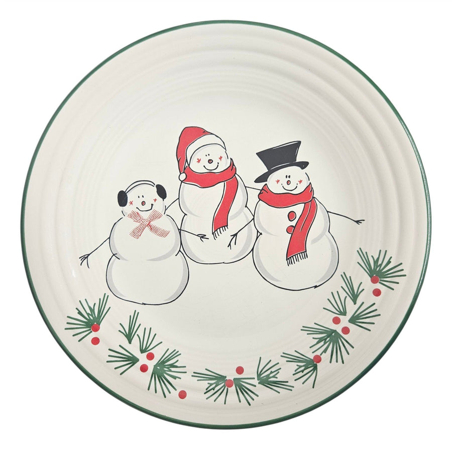 Fiesta - White Tamarack Snowman Family Luncheon Plate HLC