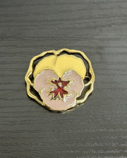 Avon Gold-Toned Enamel Pink, Red, and Yellow Pansy Flower Brooch