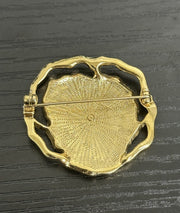 Avon Gold-Toned Enamel Pink, Red, and Yellow Pansy Flower Brooch