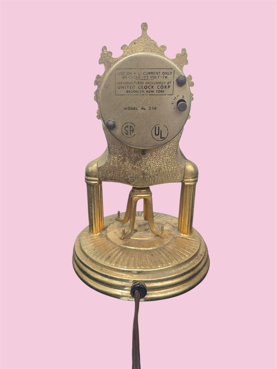 Brass Mid-Century Electric United Corp Vintage Mantel Clock 1940s 1960s