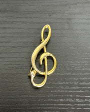 Unsigned Gold-Plated Treble Cleft Music Note Brooch