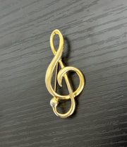 Unsigned Gold-Plated Treble Cleft Music Note Brooch