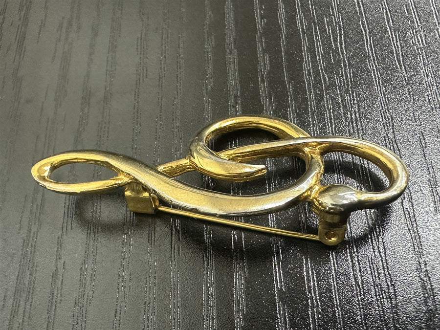 Unsigned Gold-Plated Treble Cleft Music Note Brooch