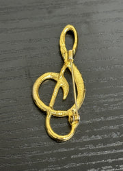 Unsigned Gold-Plated Treble Cleft Music Note Brooch