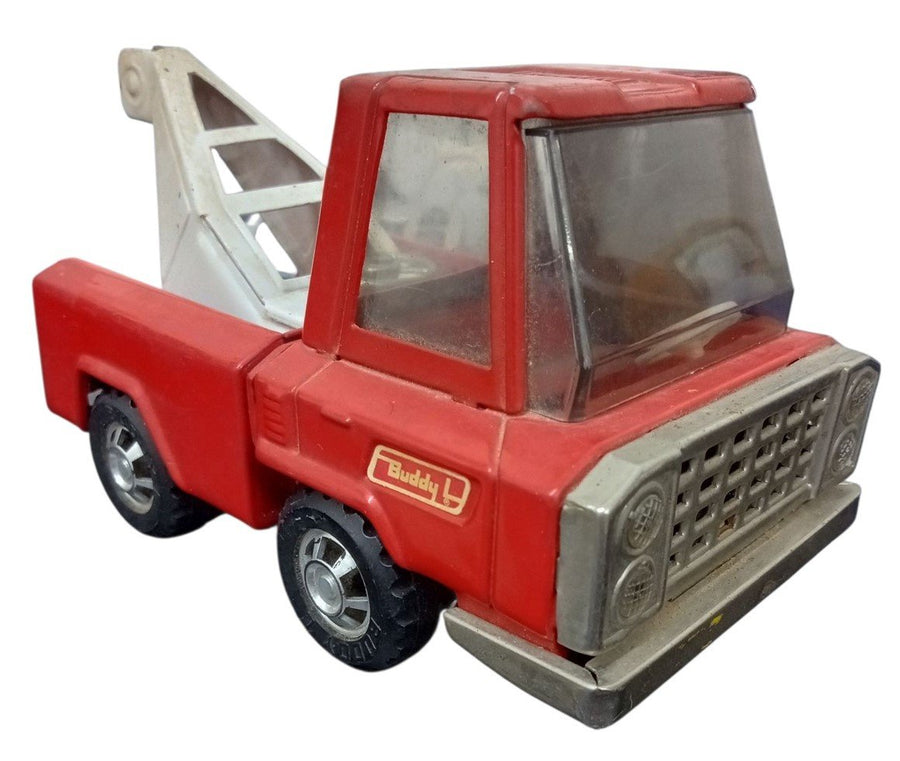 Pressed Steel Buddy L Red Tow Truck Toy 1970s Vintage Collectible Nostalgic