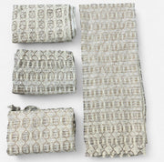 Open-Weave Rod-Pocketed Sheer Vintage Netted Lace Geometric 1980s Cream Curtains Set Of 4