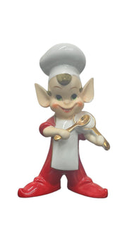 Pixie Chef Red And White 1940's Vintage Ceramic Figurine