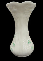 Rare Belleek White Floral Irish Handcrafted Parian China Vase