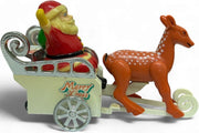 Vintage wind-up Santa Claus in a sleigh pulled by a reindeer Everlast Toys