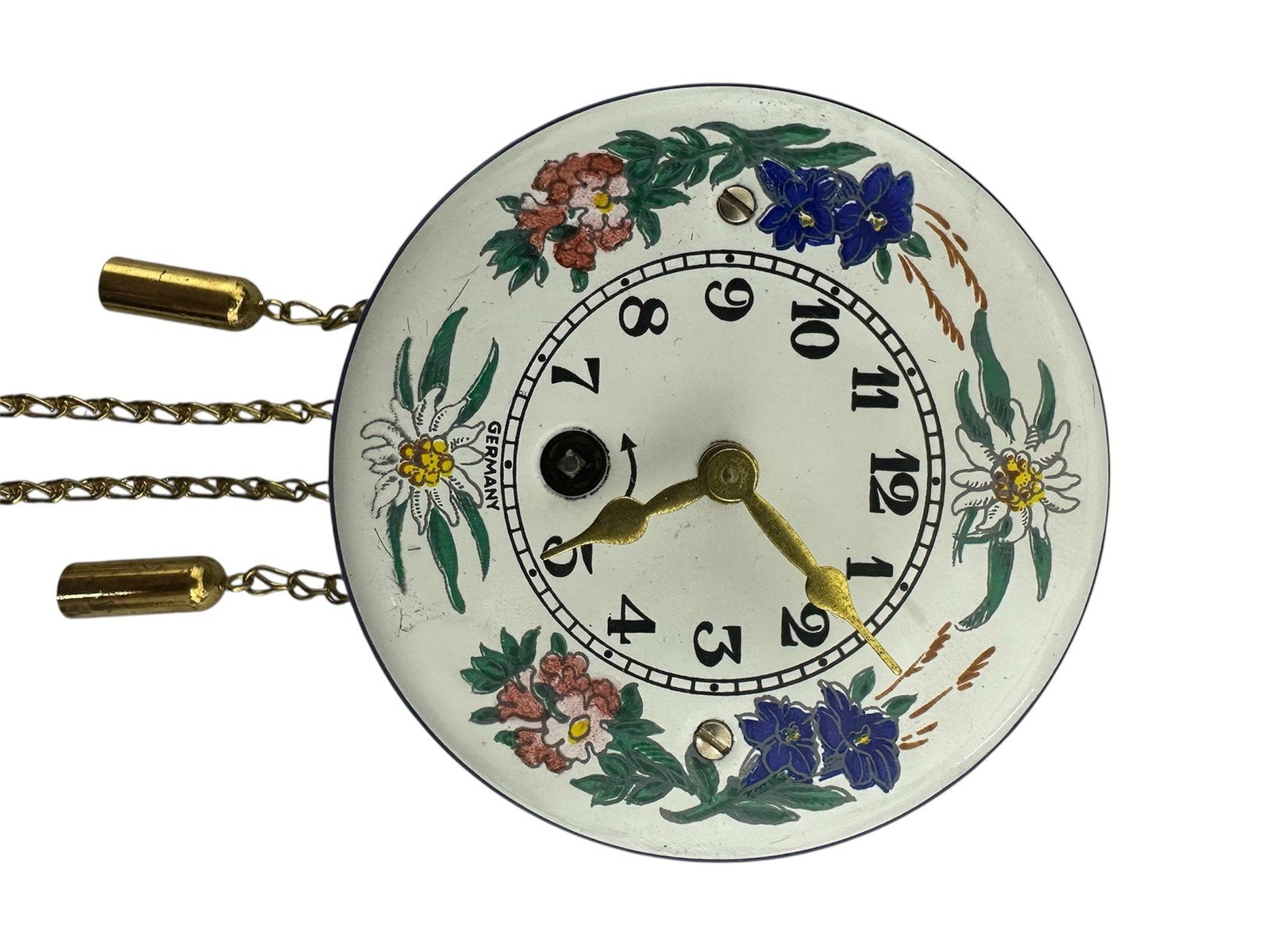 Miniature West Germany Wintermantle Wind-Up Floral Pendulum Clock