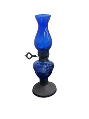 Cobalt Blue Vintage Glass Oil Lamp