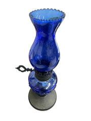 Cobalt Blue Vintage Glass Oil Lamp